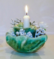 Dark Green Flower Pod Candle Holder