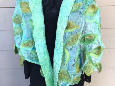 Sea Foam Nuno Felted Coverlet